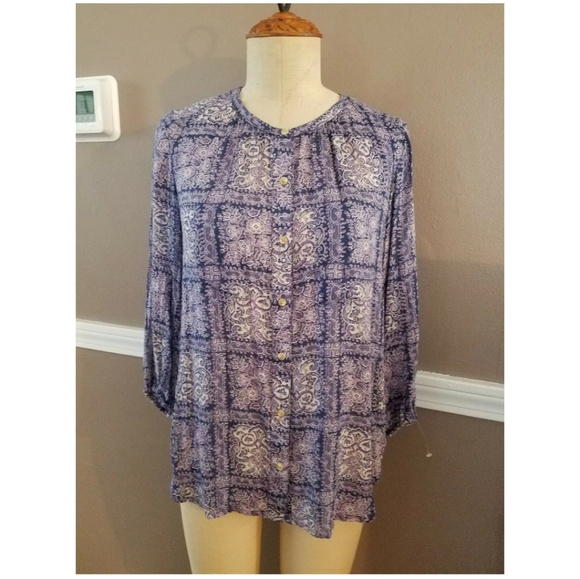 Multicolor Button Down Anthropologie Top By Akemi + Kin. Sz Small - Picture 1 of 4